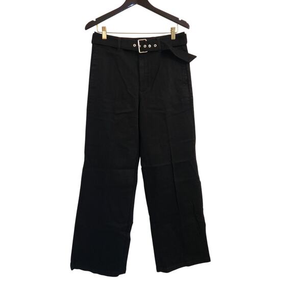 NWT J. Crew Belted Mid-Rise Wide-Leg Jean In Black 27 - Picture 3 of 7
